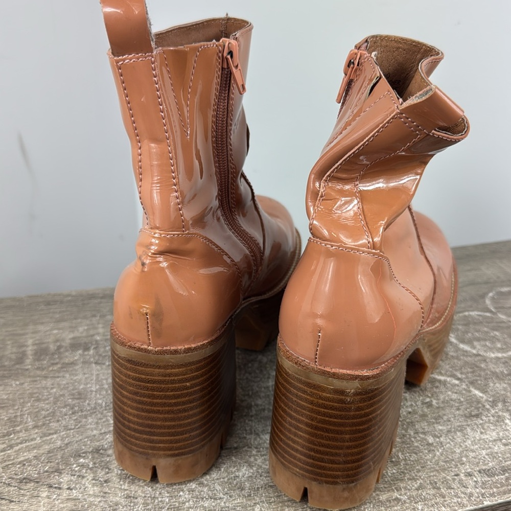 Jeffrey Campbell Quavo Platform boot size 9.5 nude patent leather y2k lug chunky - Picture 3 of 9
